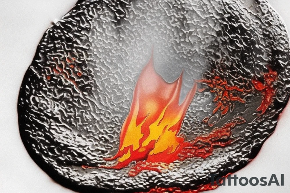 Molten metal has a smooth, reflective surface, similar to a mirror.
It flows like a thick, viscous liquid, similar to molten lava or syrup.
Melting metal emits intense heat and produces a radiant glow corresponding to its color.
Heat waves or distortions in the air may be visible above the molten metal. tattoo idea