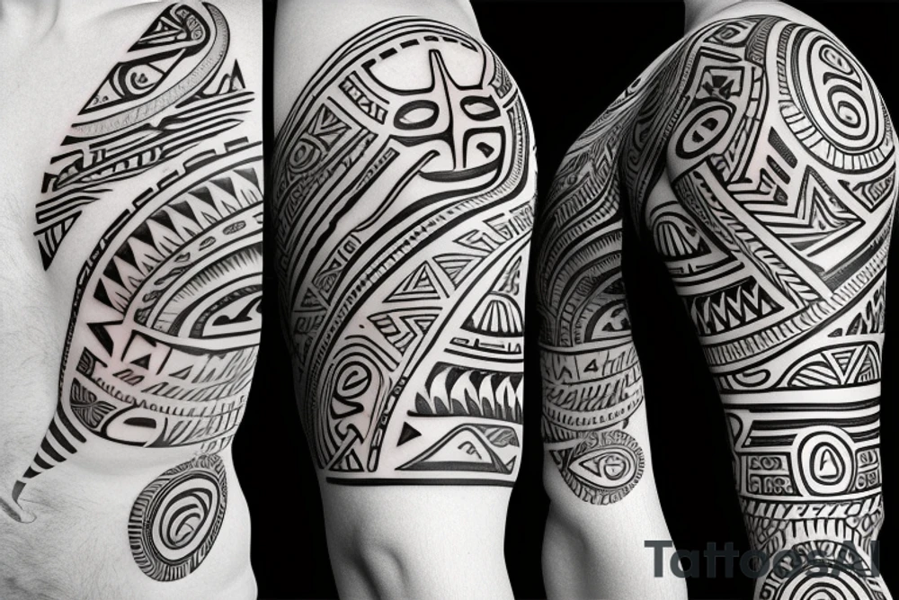 Taino symbology arm sleeve tattoo idea
