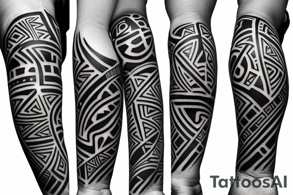 Taino symbology arm sleeve tattoo idea