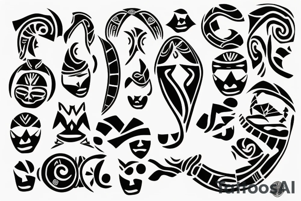 Taino coqui arm sleeve tattoo idea