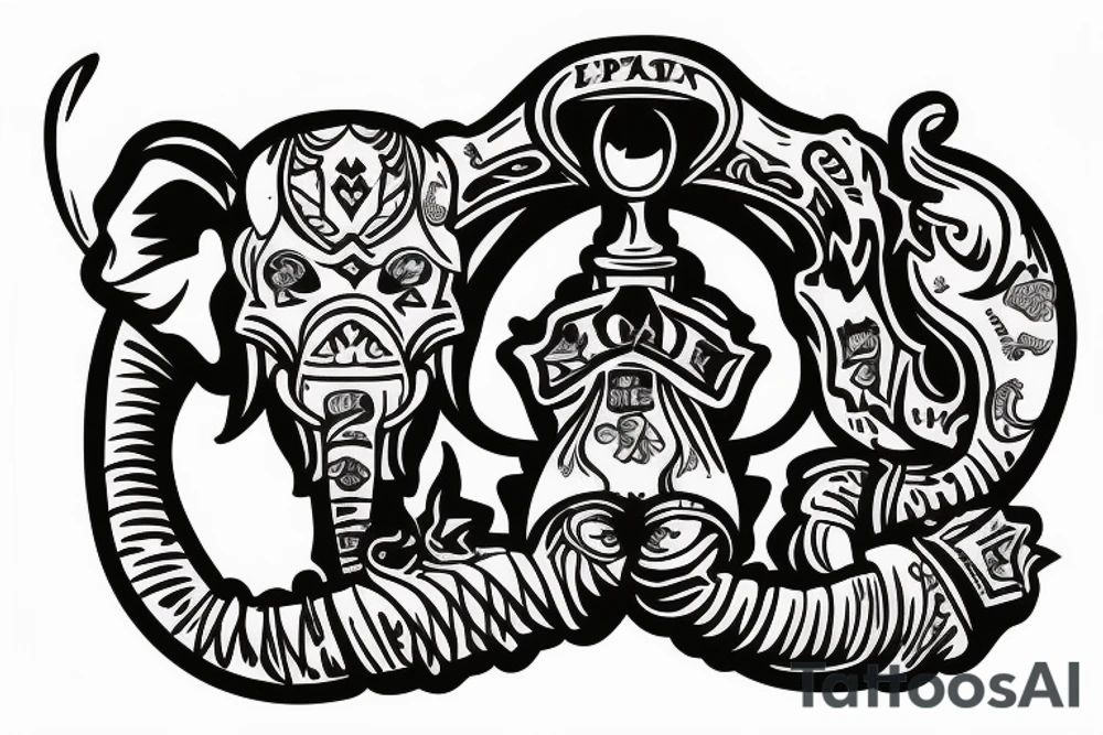 ace of spades made out of a elephant trunk tattoo idea