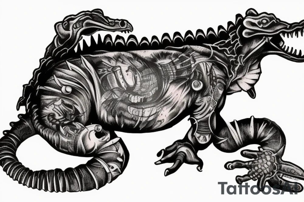 wild west aligator devil tattoo idea