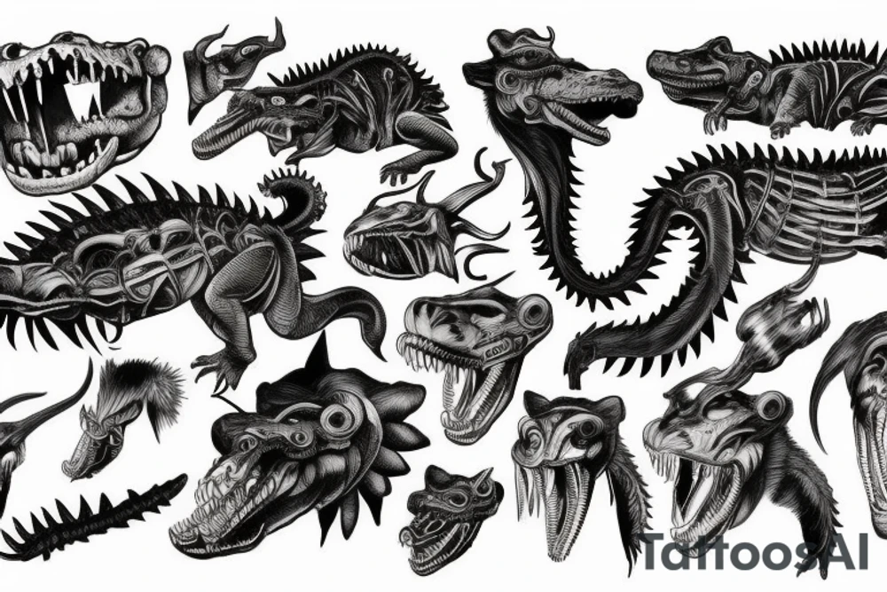 wild west aligator devil tattoo idea