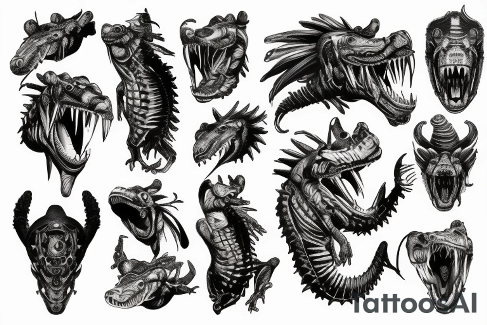 wild west aligator devil tattoo idea