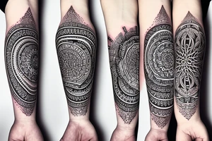 spiritual mandala with diamond arm sleeve tattoo idea