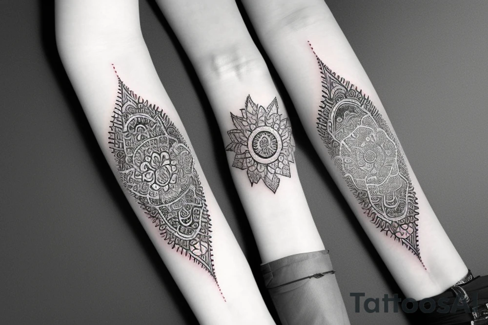 diamond minimalist with mandala wealth creation energy arm sleeve tattoo idea