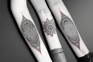 diamond minimalist with mandala wealth creation energy arm sleeve tattoo idea