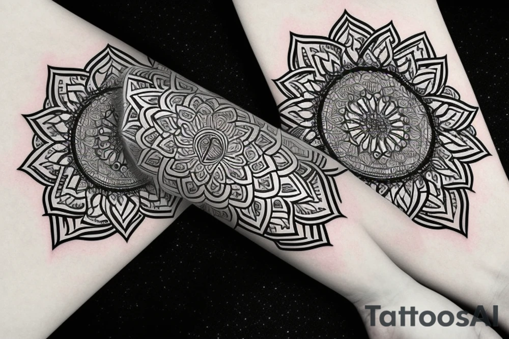 diamond minimalist with mandala wealth creation energy arm sleeve tattoo idea