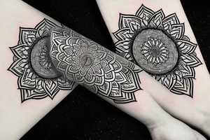 diamond minimalist with mandala wealth creation energy arm sleeve tattoo idea