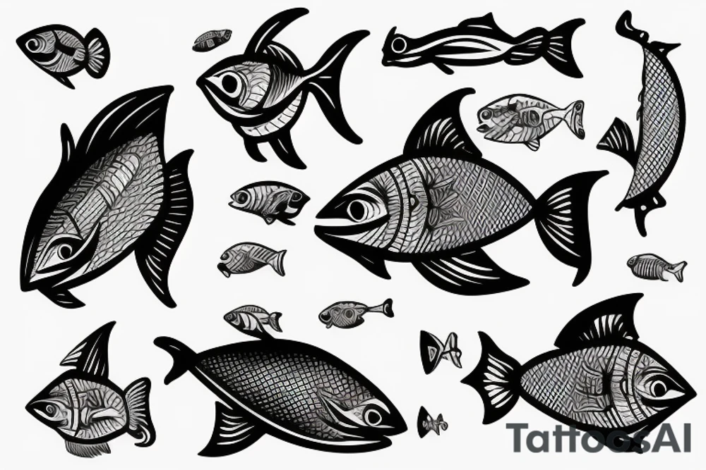 funny fish with helicopter tattoo idea