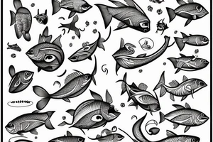 funny fish with helicopter tattoo idea