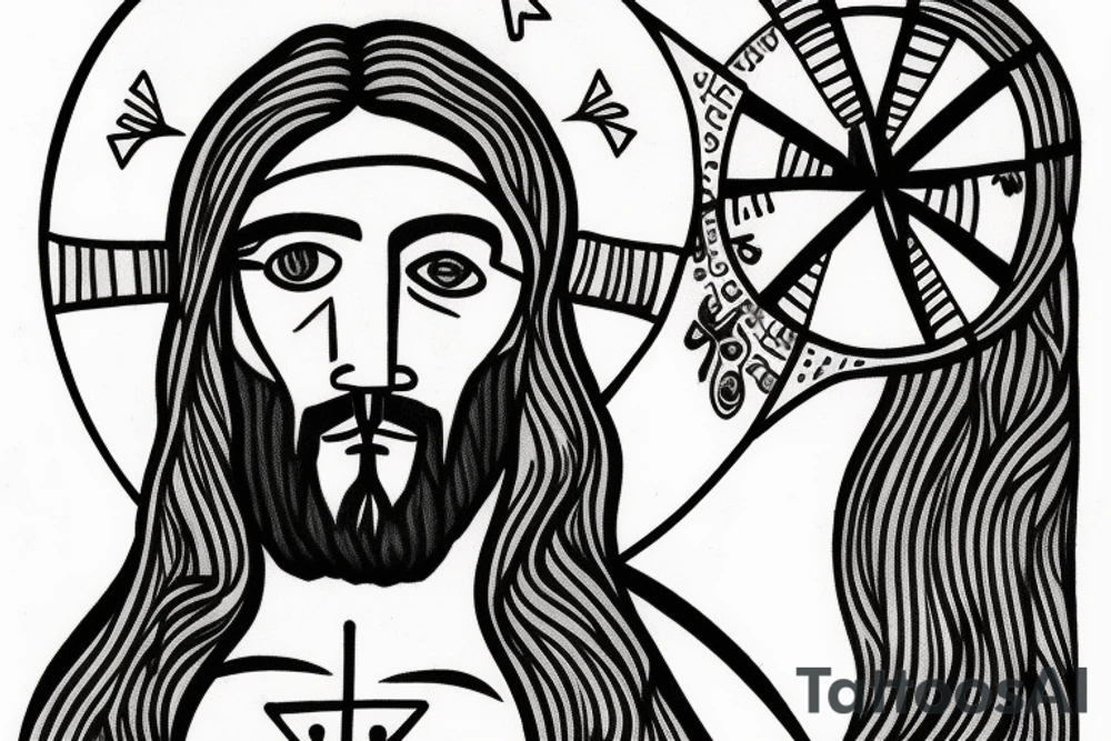 Jesus face with cross tattoo idea