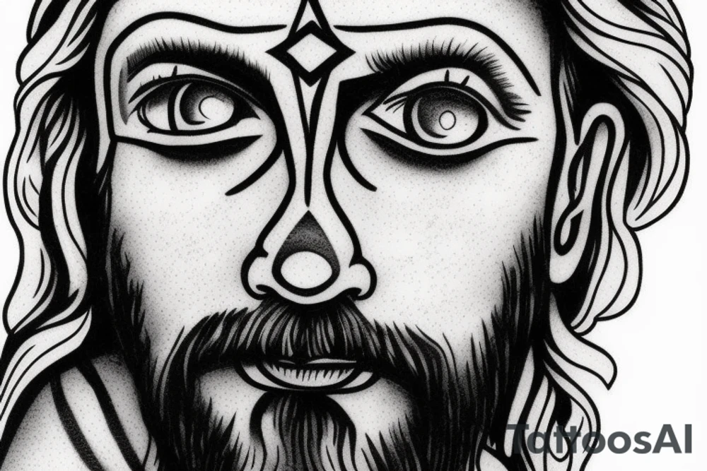 Jesus face with cross tattoo idea