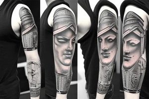 Modern Roman gladiator emperor arm sleeve tattoo idea