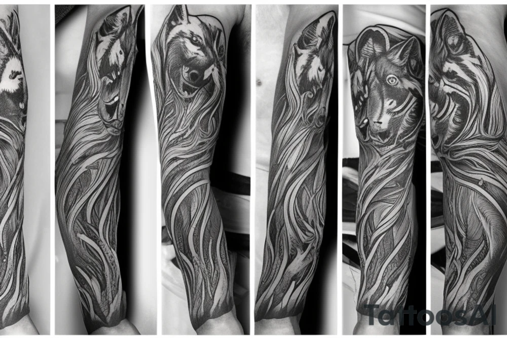 Wolf arm sleeve tattoo idea