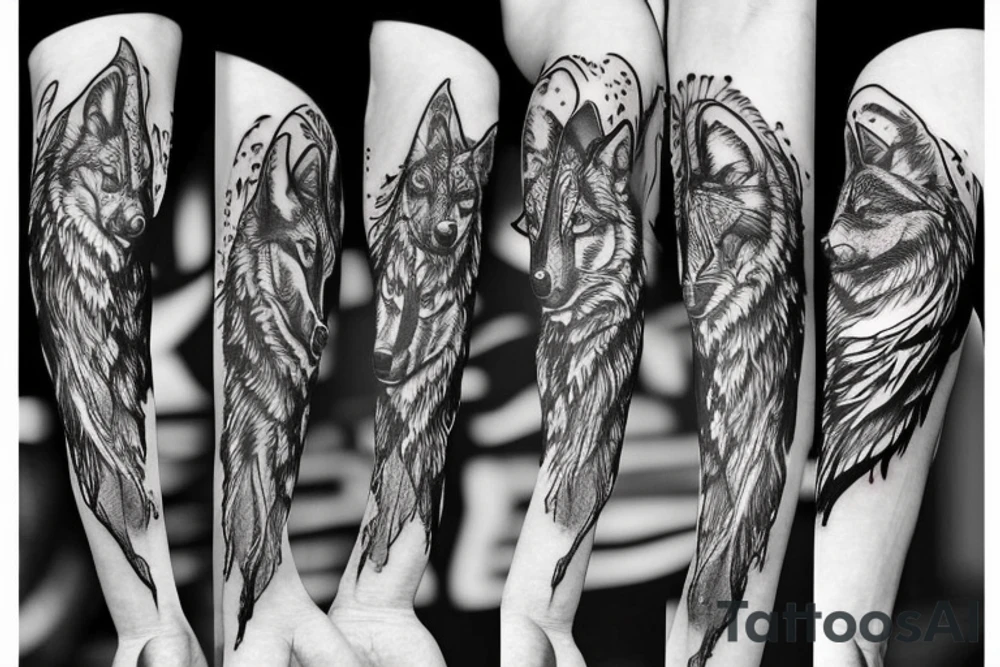 Wolf arm sleeve tattoo idea