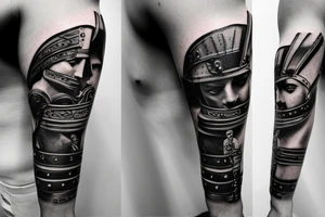 Roman gladiator arm sleeve tattoo idea