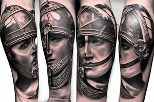 Roman gladiator arm sleeve tattoo idea