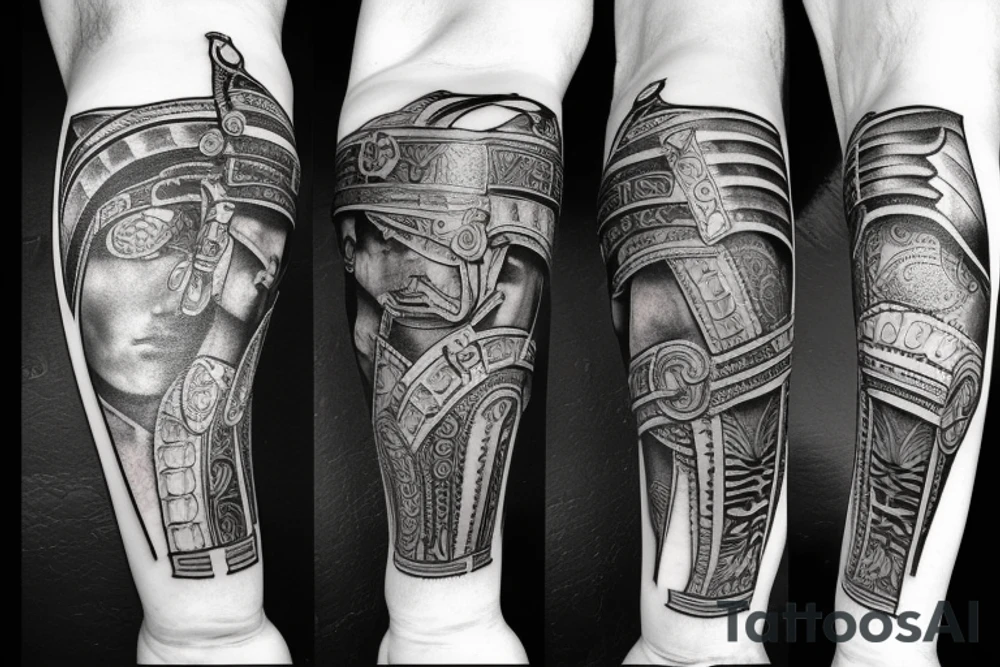 Roman gladiator arm sleeve tattoo idea