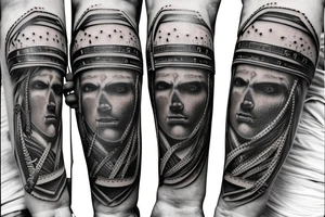 Roman gladiator arm sleeve tattoo idea