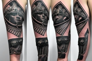 Roman gladiator arm sleeve with diamond tattoo idea