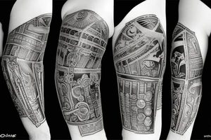 Roman gladiator arm sleeve with diamond tattoo idea