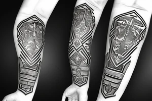 Roman gladiator arm sleeve with diamond tattoo idea