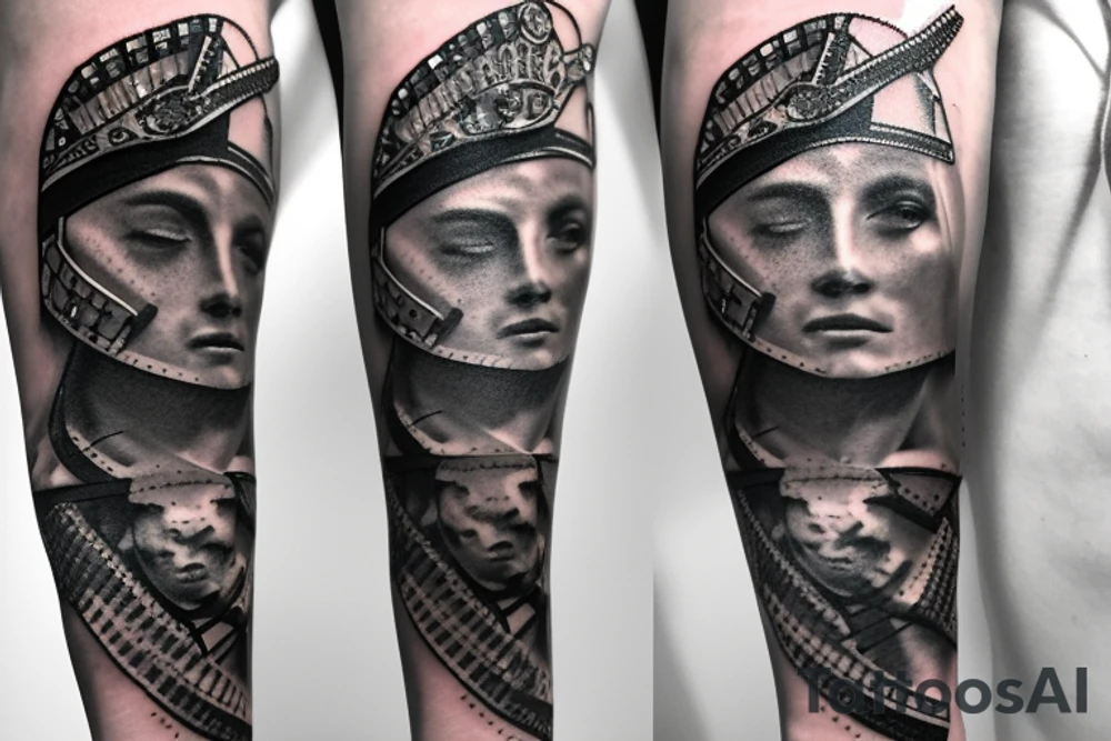 Roman gladiator arm sleeve with diamond tattoo idea