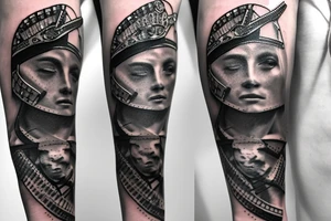 Roman gladiator arm sleeve with diamond tattoo idea
