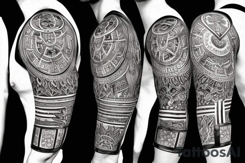 Roman gladiator arm sleeve with diamond and mandala tattoo idea Roman gladiator arm sleeve with diamond and mandala tattoo idea