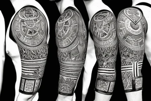 Roman gladiator arm sleeve with diamond and mandala tattoo idea