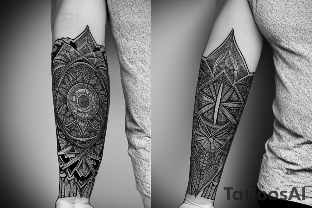 Roman gladiator arm sleeve with diamond and mandala tattoo idea Roman gladiator arm sleeve with diamond and mandala tattoo idea