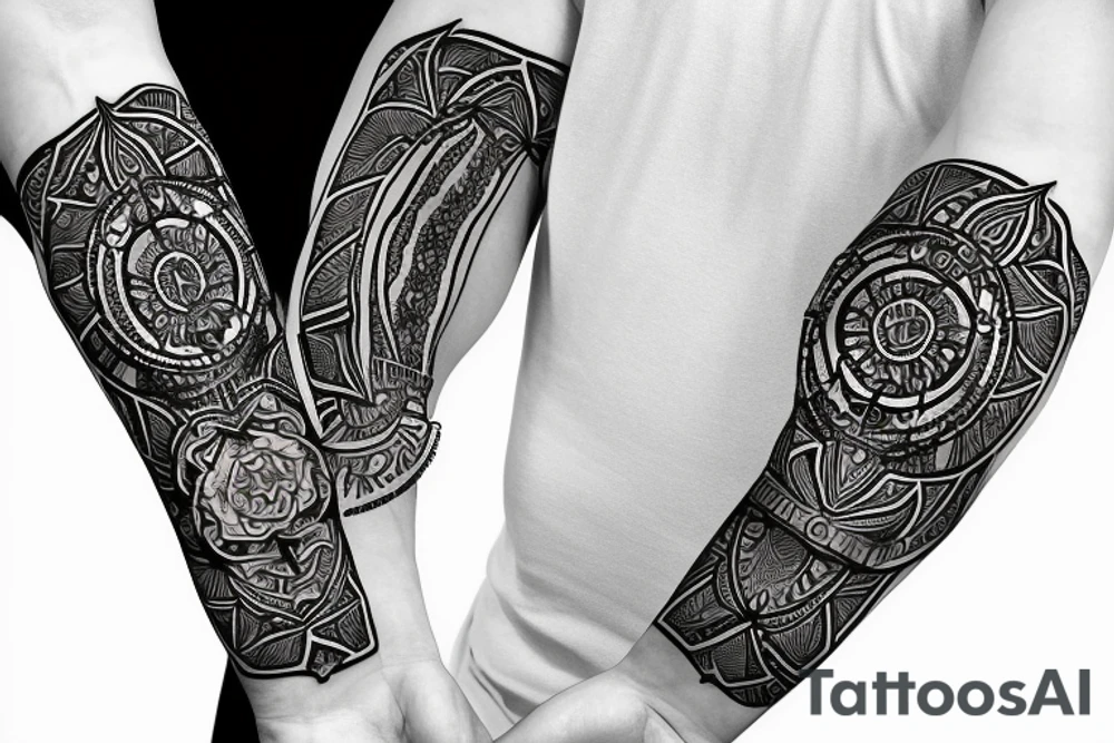 Roman gladiator arm sleeve with diamond and mandala tattoo idea Roman gladiator arm sleeve with diamond and mandala tattoo idea