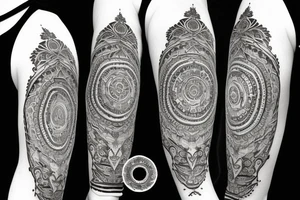 Roman gladiator arm sleeve with diamond and mandala tattoo idea