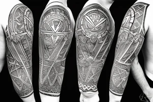 Roman gladiator with diamond and mandala arm sleeve tattoo idea