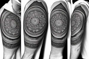 Roman emperor with diamond and mandala arm sleeve tattoo idea