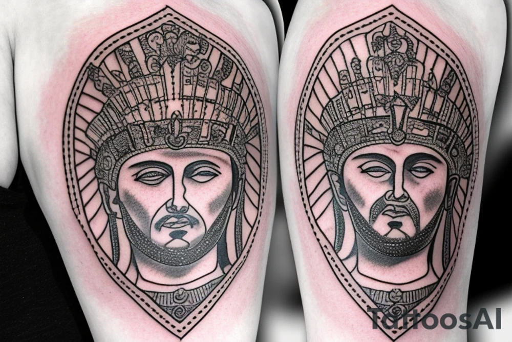 Roman emperor with diamond and mandala arm sleeve tattoo idea Roman emperor with diamond and mandala arm sleeve tattoo idea