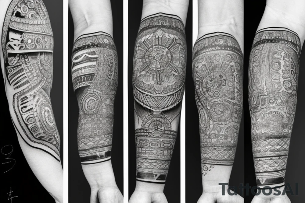 Roman emperor with diamond and mandala arm sleeve tattoo idea