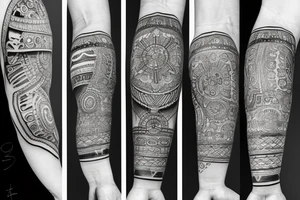 Roman emperor with diamond and mandala arm sleeve tattoo idea