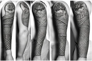 Roman emperor with diamond and mandala arm sleeve tattoo idea