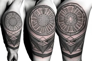 Roman warrior with diamond and spiritual mandala arm sleeve tattoo idea