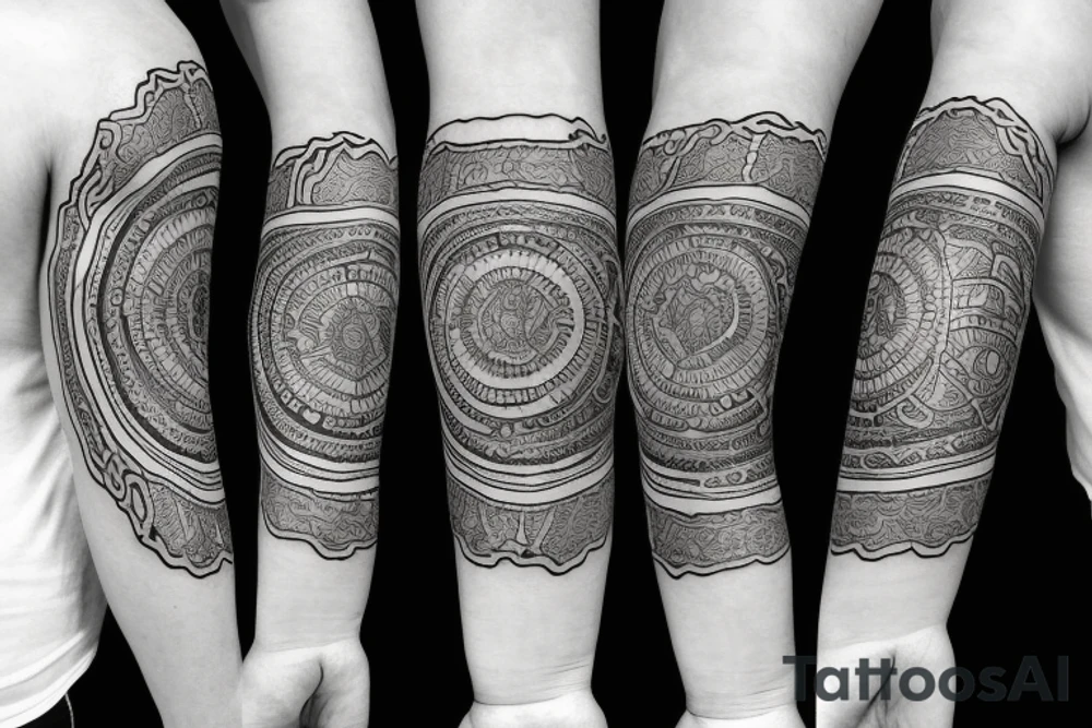 Roman warrior with diamond and spiritual mandala arm sleeve tattoo idea