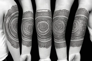 Roman warrior with diamond and spiritual mandala arm sleeve tattoo idea