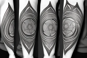 Roman warrior with diamond and spiritual mandala arm sleeve tattoo idea
