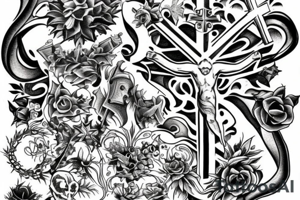 christian cross tattoo idea