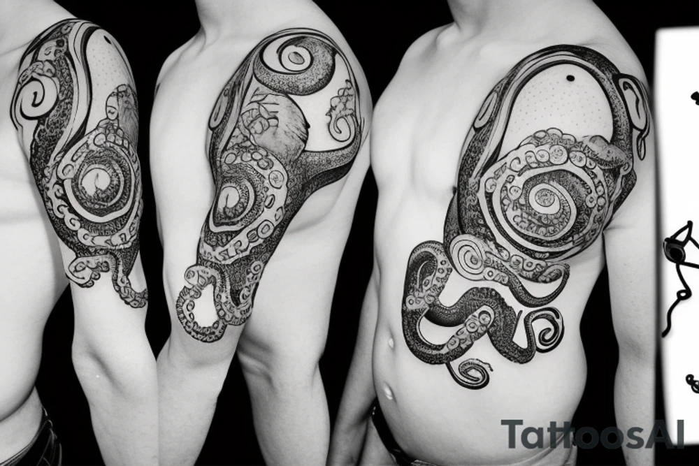 Camera with octopus and camera film tattoo idea