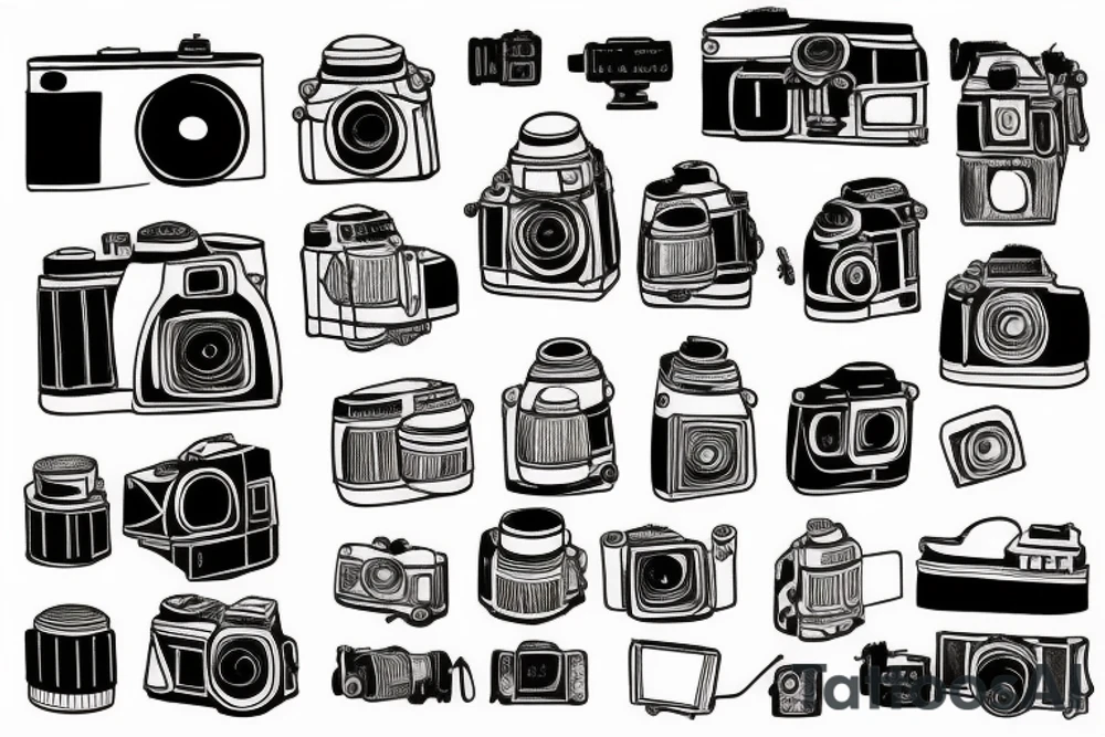 Old camera with film tattoo idea