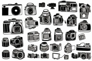 Old camera with film tattoo idea