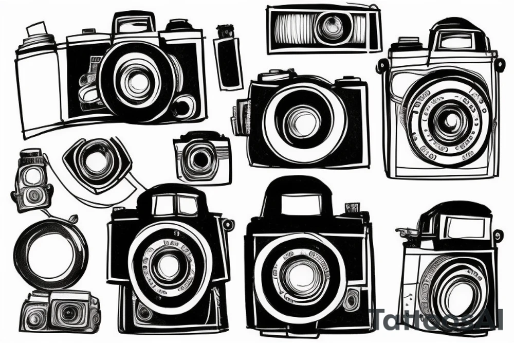 Old camera with film tattoo idea