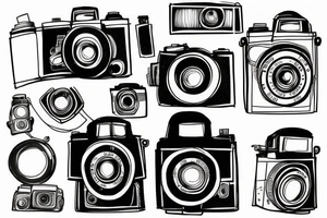 Old camera with film tattoo idea
